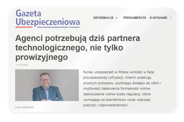 Lech Gutkowski wywiad w Gazecie Ubezpieczeniowej 